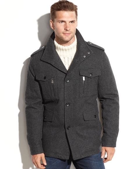 michael kors men coat wool polyester nylon|Michael Kors zip closure coats.